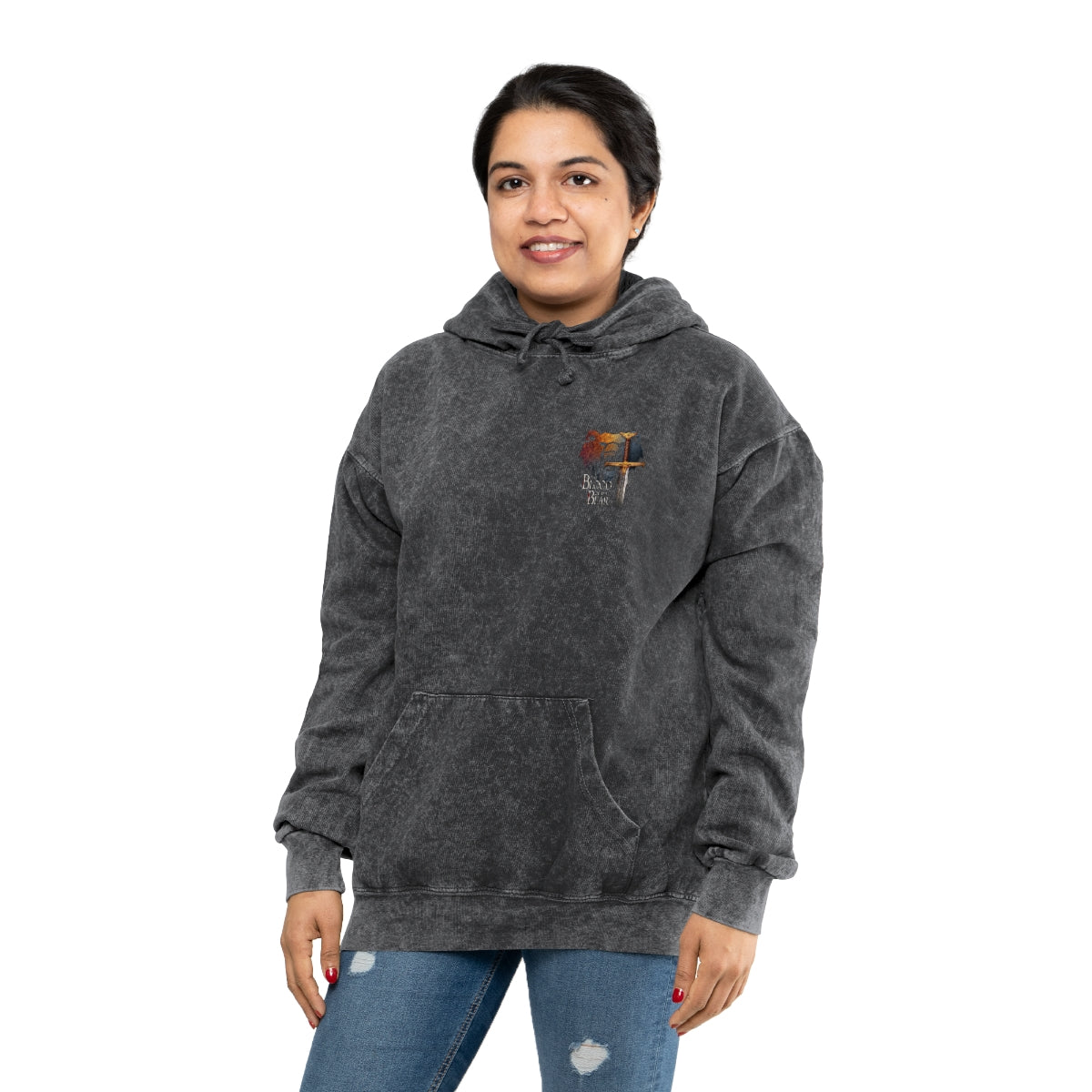 Bear Excalibur - Unisex Mineral Wash Hoodie - Small Print